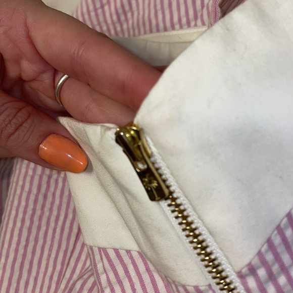 Lilly Pulitzer Marisa Seersucker Pink Halter Mini Dress Summer Striped Zipper - Picture 9 of 12
